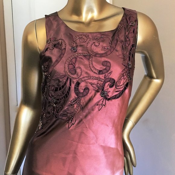 Ombré Beaded and Embroidered Sheath Gown - Picture 3 of 13